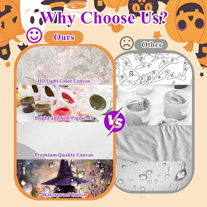 Paint by Numbers Kit for Adults, Witch Adult Paint by Number Kits 16x20 in | Halloween Painting by Numbers for Adults, Acrylic Paint, DIY Crafts for Adults, Ideal Gifts or Home Wall Decor, Frameless