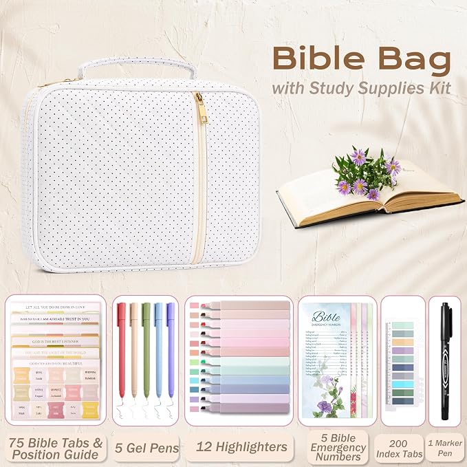 XKDOUS Bible Cover Case for Women Bible Bag Journaling Kit w/Study Supplies