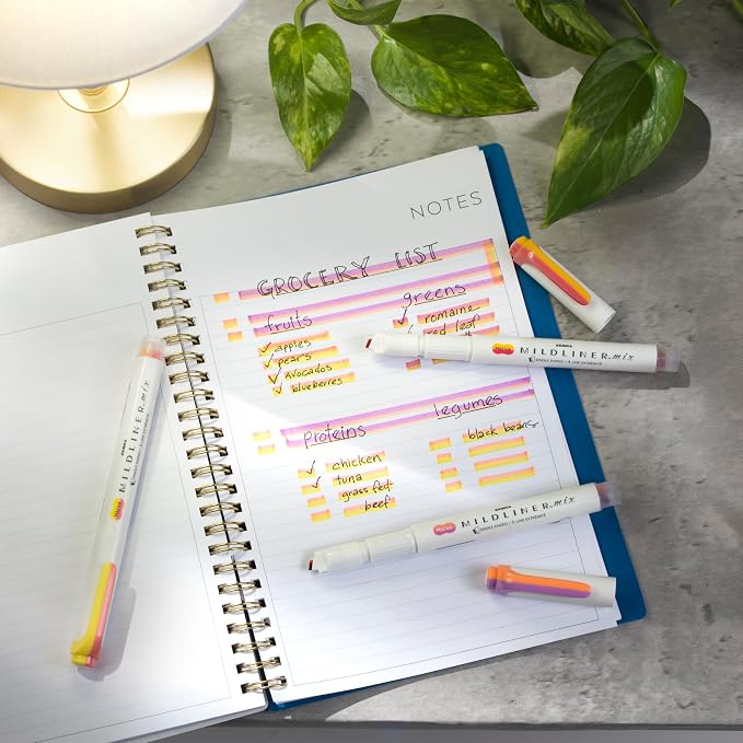 Zebra Pen MILDLINER Mix No Bleed Highlighter, Assorted, Chisel Tip, 6-Pack | Dual Color Marker Highlighter, Ideal for Bible Highlighting, Journaling, Note-Taking, School and Office Supplies (77706)