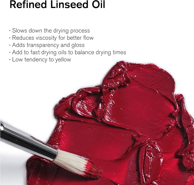 Winsor & Newton Refined Linseed Oil, 500ml (16.9-oz) Bottle | Essential refined linseed oil that slows drying, improves paint flow, enhances gloss and transparency.