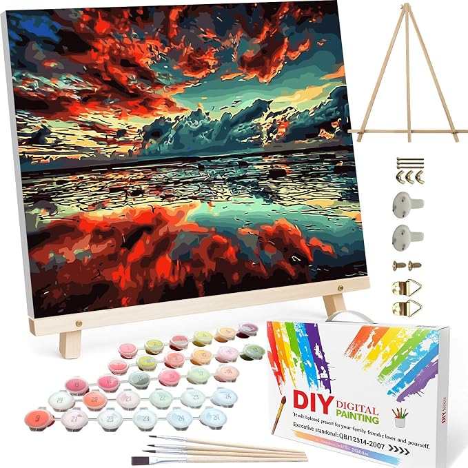 BAISITE Paint by Numbers Kit for Adults,16" Lx20 W Canvas for Painting Kits for Adults in Colorful Box-Breathtaking Colorful Scenery 8481-Already Stretched on a Wooden Frame