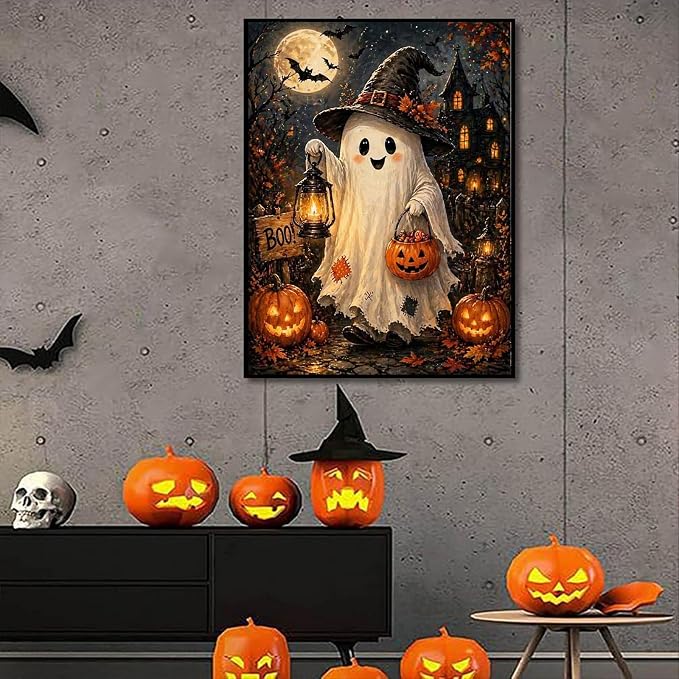 SUJINMEI Ghost Paint by Numbers Kit for Adults Without Frame 16X20 inch | Halloween Adult Paint by Number Kits on Canvas, Halloween Painting by Numbers for Adults, Acrylic Paints for Home Wall Decor