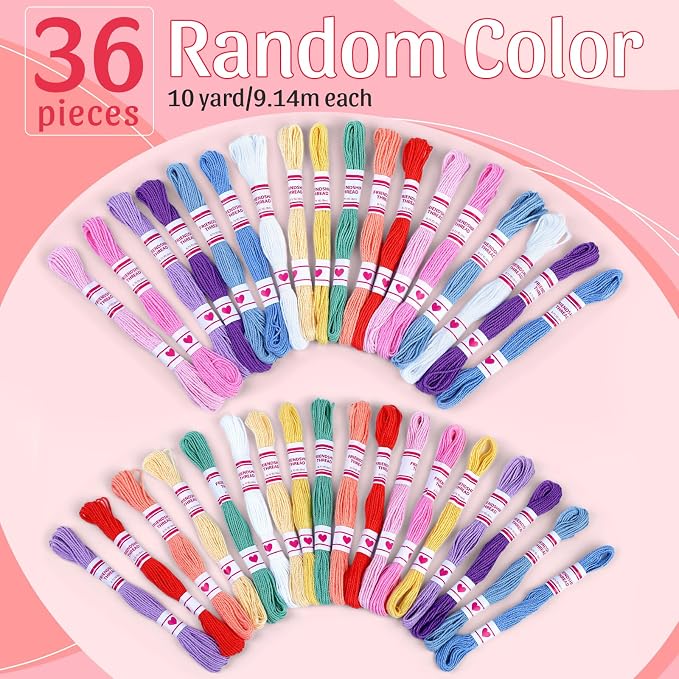 Embroidery Thread Friendship Bracelet String Cross Stitch Threads | 36 Pcs Cotton Embroidery Floss, Cross Stitch Thread for DIY Friendship Bracelets & Craft Projects
