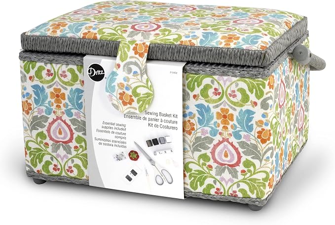 Dritz Medium Sewing Basket Kit Filled with Essential Sewing Supplies