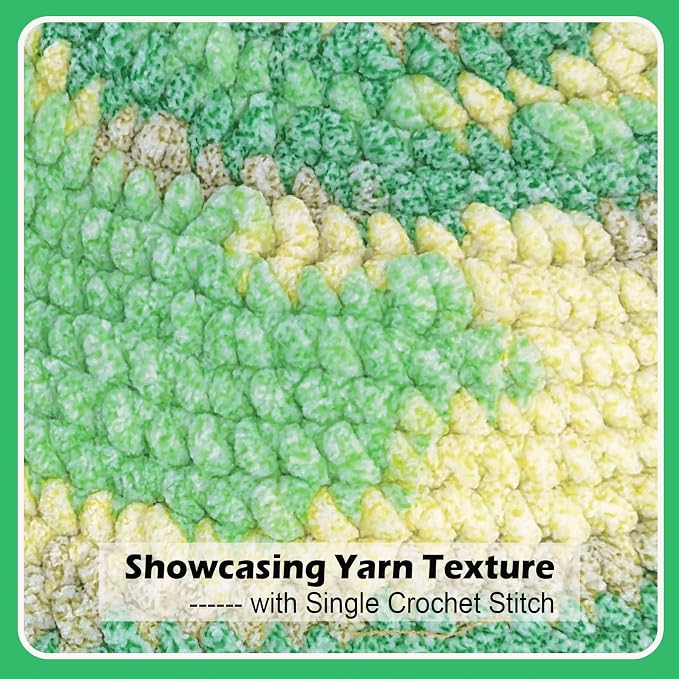 Super Soft Velvet Chenille Yarn for Crocheting and Knitting-Easy to Crochet-Bulky, 3.5oz/93yds of Each Skein-Chunky Plush Yarn for Hand Craft Blanket Ammigurumi DIY (Mint Breeze, 3 Pack)