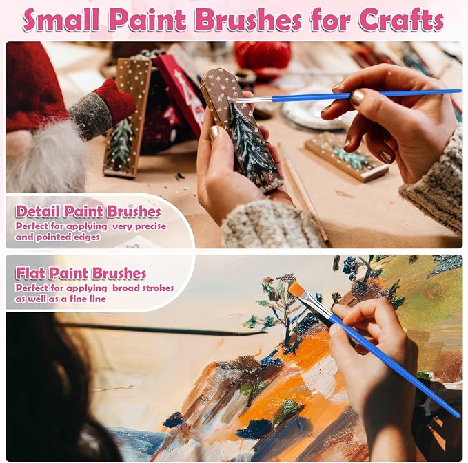 126 Pcs Small Paint Brushes Bulk, Flat and Round Pointed Paint Brushes Set for Kids Craft Brushes for Classroom Acrylic Oil Watercolor Canvas Face Painting | Tiny Paint Brushes Set for Crafts, Art Classroom, Acrylic, Oil, Watercolor, Canvas, Touch Up, ...