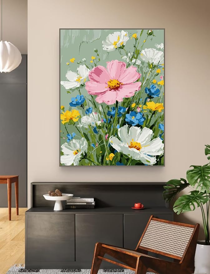 ZRIZQ Flowers Paint by Numbers Kit for Adults Beginner,Wildflowers,16x20