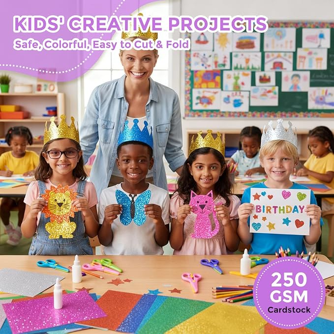 Koogel 36Sheets Glitter Cardstock, 8.27" x 11.7" (A4 Size) 18 Colors