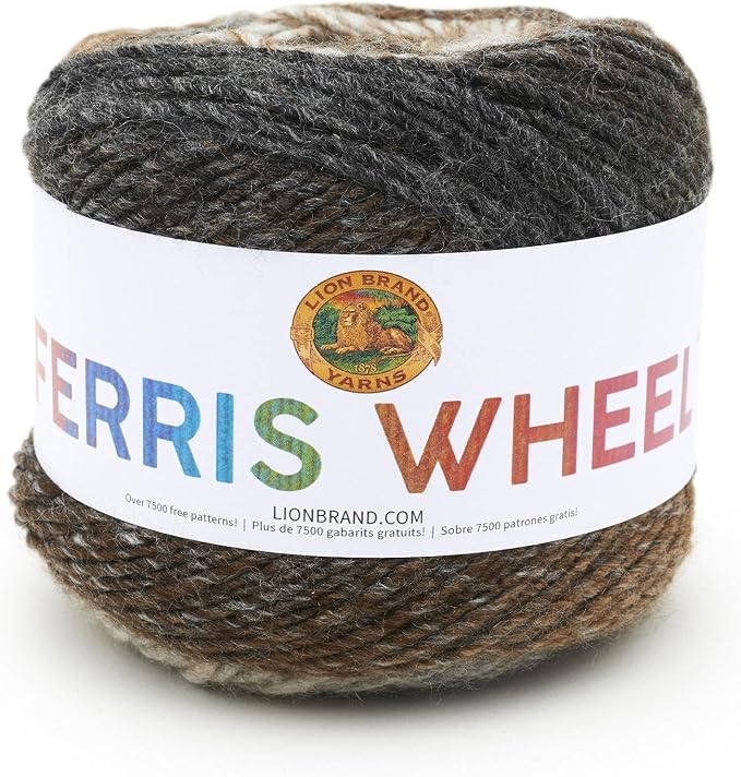 Lion Brand Yarn, Muticolor Ferris Wheel Yarn for Knitting, Crocheting, and Crafts, Morning Java, 1 Pack