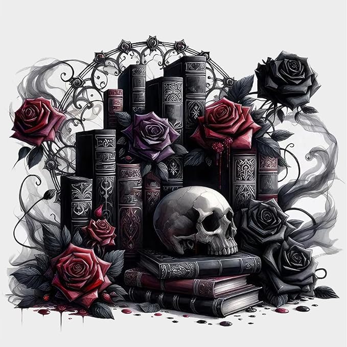 Gothic Diamond Art Kits for Adults,Skull Book Diamond Painting Kits 14X14In
