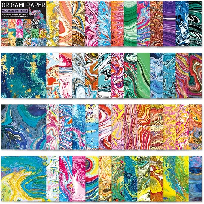 6x6" Origami Paper,50Sheets Double Sided Colored Paper,Square Craft Paper