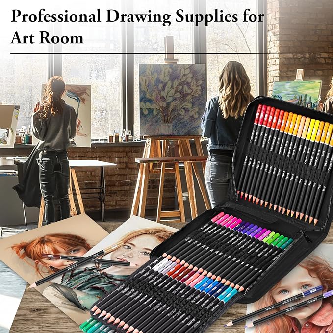 Soucolor 72-Colors Colored Pencils Set,Soft Core for Adult Coloring Books | Blending Shading Drawing Kit, Non-Toxic Artist Pencils with Zippered Case, Art Supplies Gift for Adults Kids Students