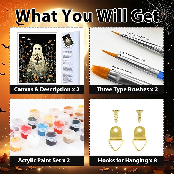 hkejoi Halloween Paint by Numbers Kit for Adults, 12x16 in