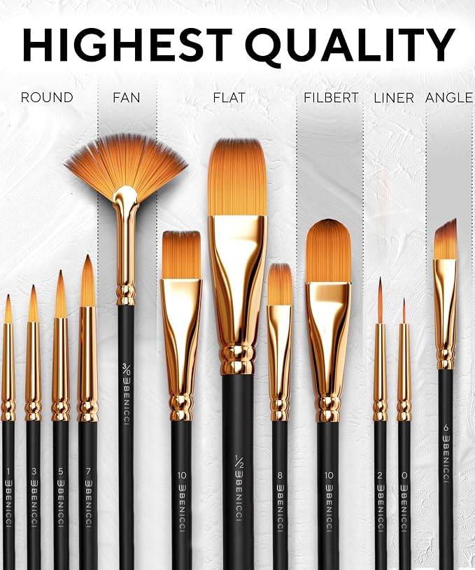Complete Acrylic Paint Set – 24х Rich Pigment Colors – 12x Art Brushes with Bonus Paint Art Knife & Sponge – for Painting Canvas, Clay, Ceramic & Crafts, Non-Toxic & Quick Dry – for Kids & Adults