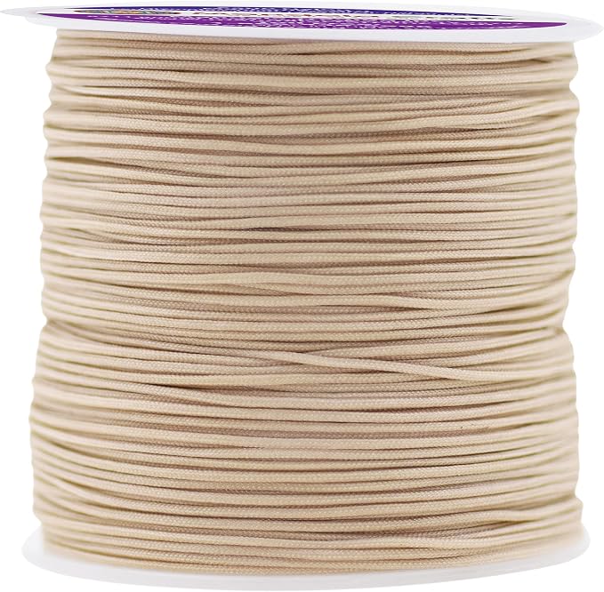 Mandala Crafts 1mm Champagne Rattail Nylon Satin Cord for Jewelry Making