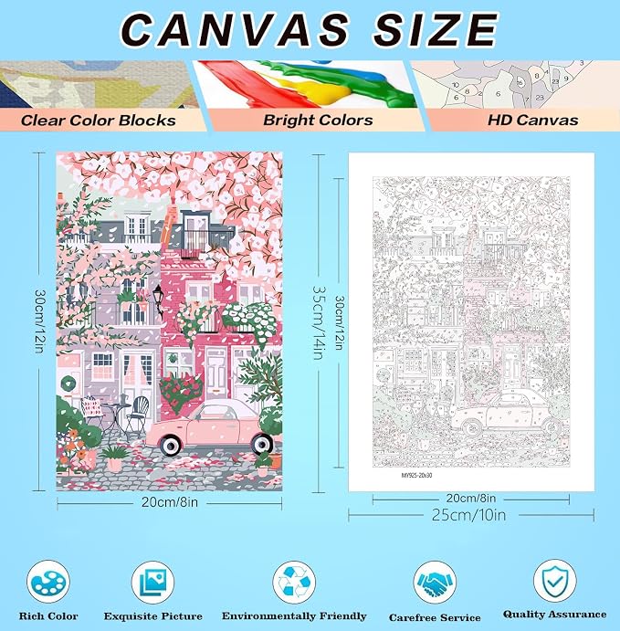 6 Pack Book Shop Paint by Numbers for Adults Beginners-8” W x 12”L
