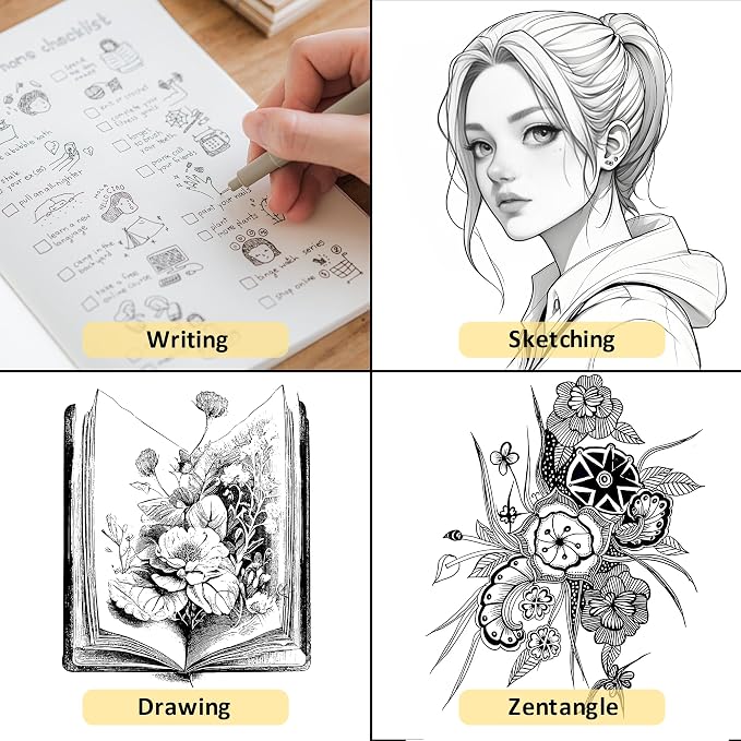 16Pcs Fineliner Micro Drawing Art Pens Set | Black Waterproof Pigment Ink Set for Artists, Sketching, Manga, Watercolor, Calligraphy, and Detail Outlining Inking Markers