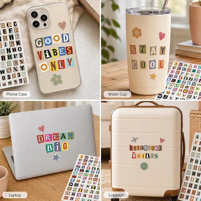 1920pcs Scrapbook Letter Stickers Ransom Alphabet Junk Journal Supplies
