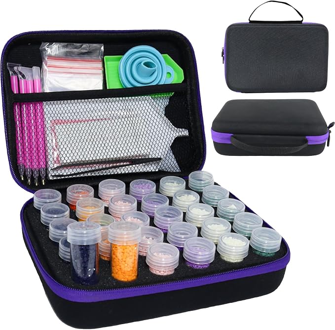 30 Slots Storage Container for Diamond Art Kits with Diamond Art pens Tools and Portable Bead Storage Boxes, Diamond Art Storage Case and Diamond Art Storage Case
