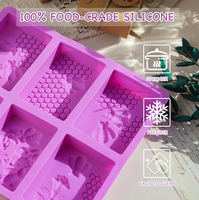 87 pcs Soap Making Kit with 2 Pack Bee Silicone Soap Molds, 20Gift Bags, 20 Tags,20 Paper Boxes, 24 pcs bee Stickers,65ft Jute Twine Craft Set for DIY Handmade Soaps Suitable for All Enthusiasts