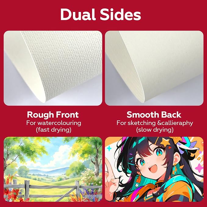 100 Sheets Watercolor Paper Bulk，5 x 7 Inch Cold Press 140 lb/300 GSM Water Color Paper for Kids Adults.Watercolor Drawing Paint Paper for Art Drawing Supplies