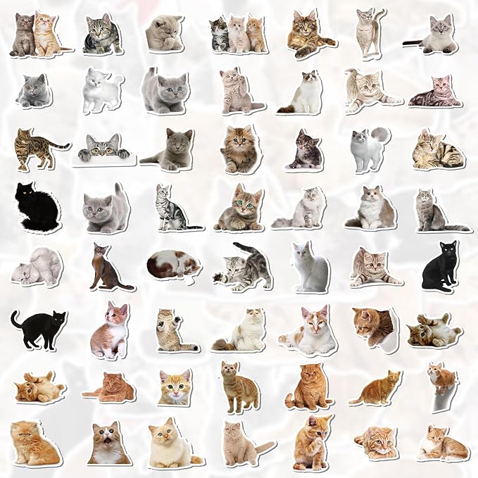 100 Pcs Cat Stickers for Water Bottles Laptop Guitar Suitcase