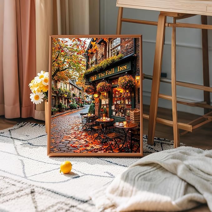 Autumn Paint by Numbers kit for Adults, Fall DIY Painting Kits 16x20inch | Autumn Paint by Number Adult, Inn Painting by Numbers for Adults, Arts and Crafts for Adults, Gifts and Home Decor