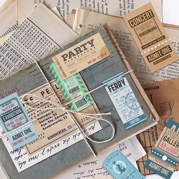200Pcs Vintage Washi Stickers for Scrapbooking Supplies & Junk Journaling