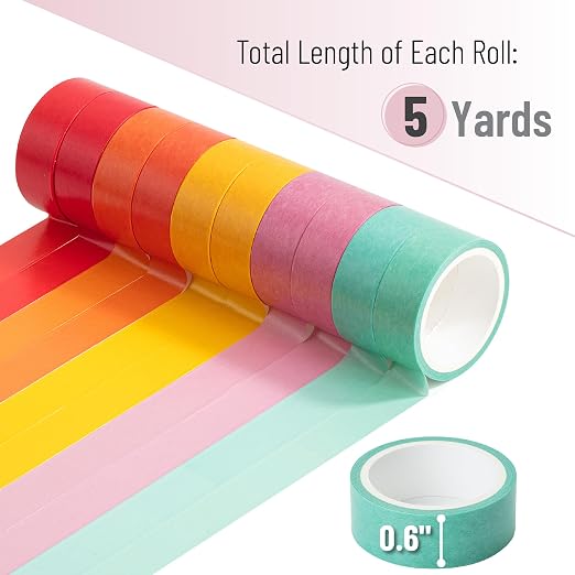 Mr. Pen- Washi Tape Set, 10 Rolls, 5 Yards/Roll, Washi Tape for Scrapbook | Arts, Crafts, Journals and Planners, Summer Design