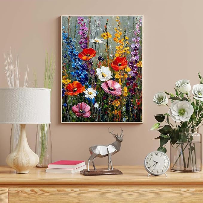 HITO Wildflowers Paint by Numbers Kit for Adults 16x20 Inch Frameless | Flowers Paint by Numbers for Adults Beginner, Wildflowers Paint by Numbers for Gift Home Wall Decor