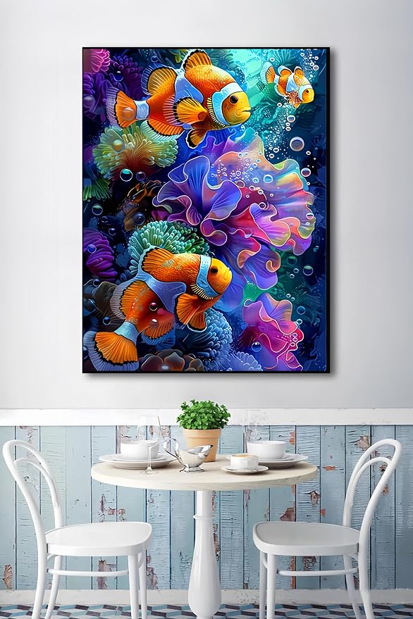 Clownfish 5D DIY Diamond Painting Kits for Adults | Diamond Art Kits for Beginners, Full Drill Dot Painting Gem Art Kits for Home Wall Decor11.8 x15.7 Inch