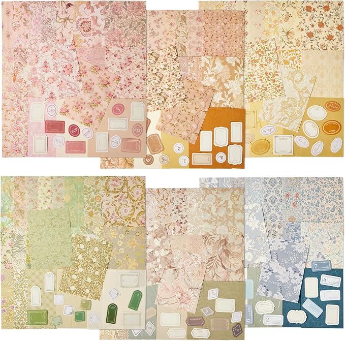240 Sheets Vintage Floral Scrapbook Supplies, 4.1x5.8 Inch
