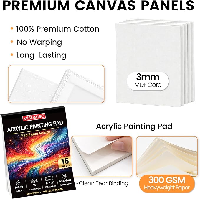 MISUMISO Acrylic Paint Set for Beginners - 24 Colors Painting Kit with Canvas Panels, Easel, 10 Brushes, Apron, Palette & Accessories - Art Kit Painting Supplies for Adults Kids Teens, Gift Set