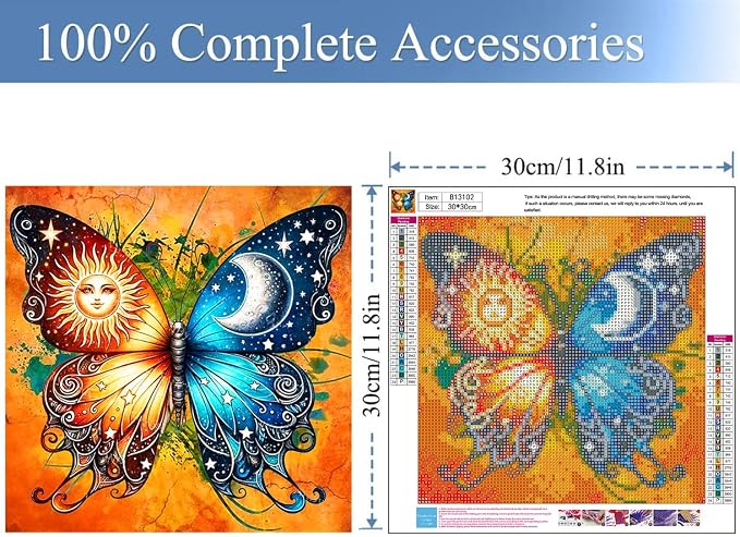 Meothan Diamond Art Kits for Adults Butterfly Diamond Painting Kit 12x12in