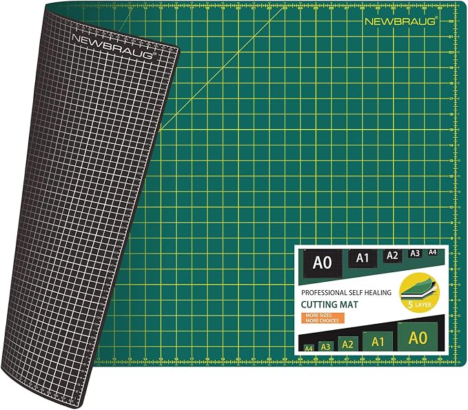NEWBRAUG 24'' × 36'' Large Self Healing Gridded Rotary Cutting Mat, Big Double Sided 5-Ply Cutting board for Sewing, Quilting, Craft, Fabric & Scrapbooking(Green/Black)…