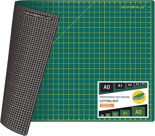 NEWBRAUG 24'' × 36'' Large Self Healing Gridded Rotary Cutting Mat, Big Double Sided 5-Ply Cutting board for Sewing, Quilting, Craft, Fabric & Scrapbooking(Green/Black)…