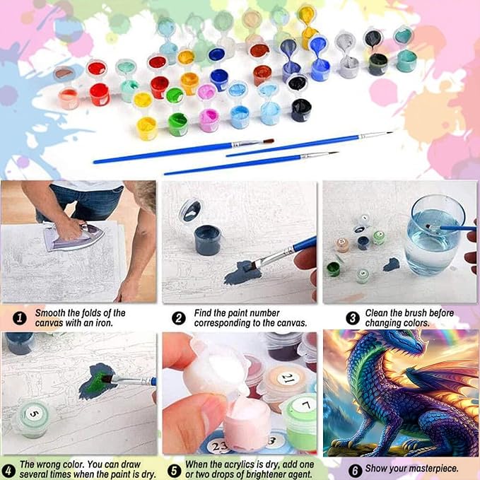 Arttoplus Dragon Paint by Numbers Kit for Adults Beginner 16x20 inch | Dragon Adult Paint by Number Kits on Canvas, DIY Acrylic Oil Painting by Numbers for Gift Home Wall Decor (Without Frame)