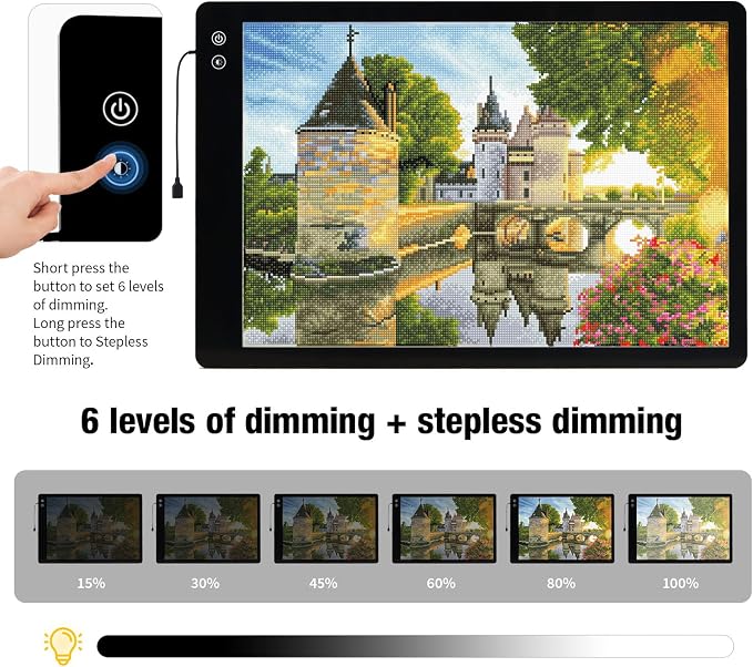 Zocelight Rechargeable A2 Light pad for Diamond Painting,A2 Light Board with 5200mAh Battery,6 Levels Dimming/3 Color temperatures 5500 Lux Super Bright Light Box for Drawing,Sketching,Animation