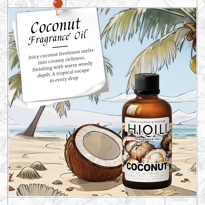 HIQILI Coconut Fragrance Oil for Soap, Candle Making & Diffuser - 1 Fl Oz