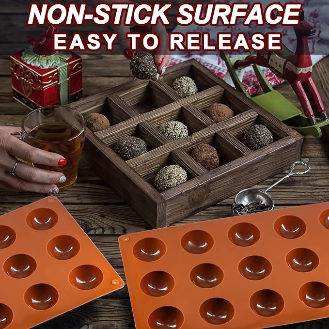 Lerykin Semi Circular Silicone Molds, Non-Stick Silicone Chocolate Molds,3 Packs Baking Molds for Making Chocolate, Cake, Jelly, Desert, Biscuit, Dome Mousse (6 Cups, 15 Cups and 24 Cups)