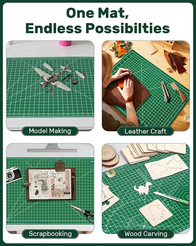 Self Healing Cutting Mat, 23" x 35", Large Double-Sided Rotary Cutting Mat for Sewing, Quilting, Scrapbooking, Fabric & Craft Cutting Board, (A1), Green
