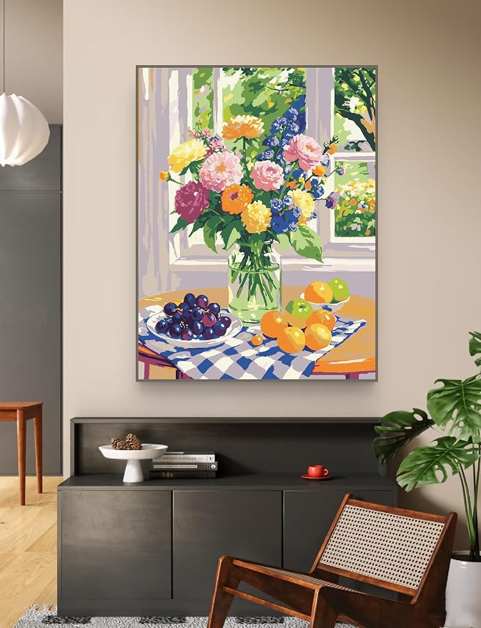 ZRIZQ Paint by Numbers Kit for Adults Beginner,Flowers,16x20