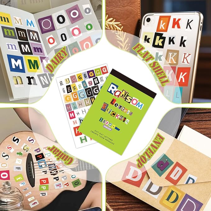 Letter Stickers Book-Scrapbook Supplies | 1500Pcs Vintage Ransom Alphabet Stickers for Journaling, Planners, Cards, Vision Boards, DIY Crafts