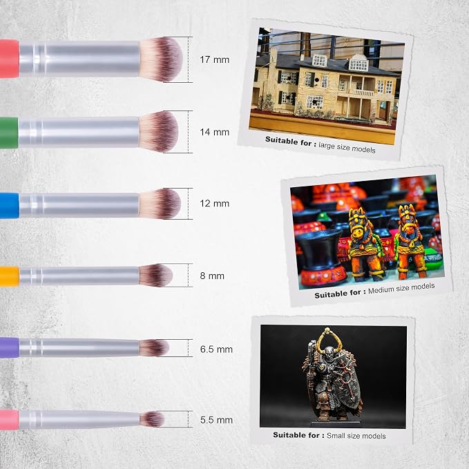 Yoseng Drybrush Set 6 Sizes, Fine Detail Art Paint Brushes