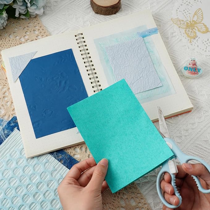 50 Sheets A5 Blue Multi Texture Junk Journal Scrapbook Decorative Paper