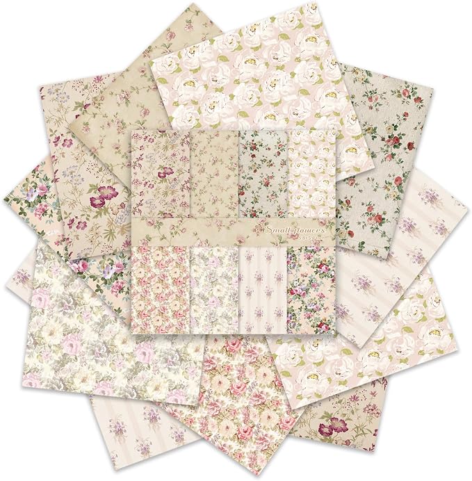 PRSTINCOL Scrapbook Paper,16 Sheets 5.8x5.8 Inch Vintage Floral Style Scrapbook Supplies,Single-Sided Vivid Origami Decoupage Paper for DIY Crafts, Card Making, Art Journaling