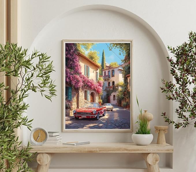 Accompany Wind Flowers Street Scenery Diamond Art Kits for Adults, 5D Landscape Diamond Painting Kits for Beginners,DIY Round Full Drill Diamonds Gem Art Crafts for Home Wall Decor Gifts 12x16 Inch