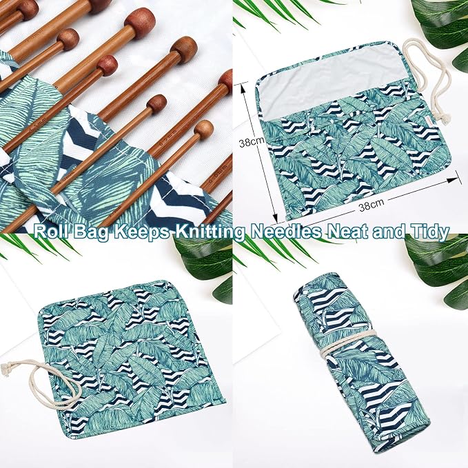 Aeelike 18 Pairs Bamboo Knitting Needles Set, 2mm-8mm Wood Needle, Type A