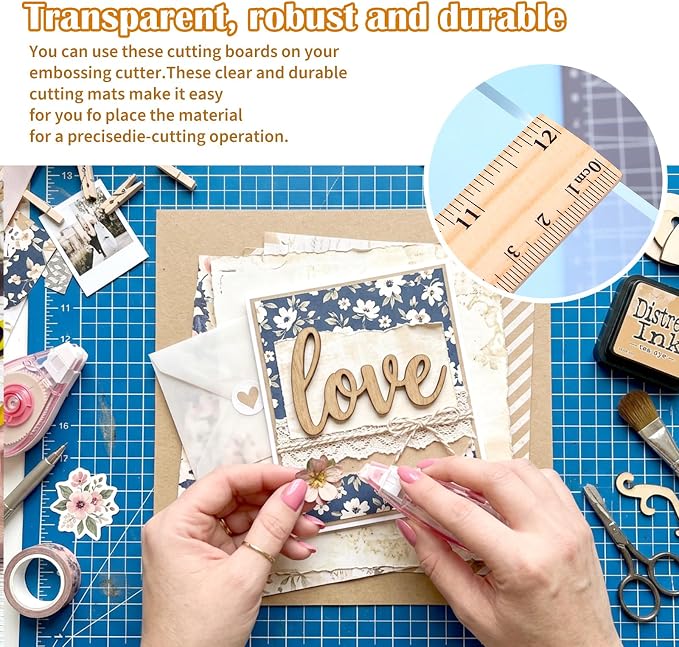 12 Pcs Cutting Pad Set for Die Cutting Machine, Clear Polycarbonate Cut Plates 8.7x6.1 Inch, Standard Embossing Plates for Card Die Cutter, DIY Scrapbooking Paper Crafting Accessories