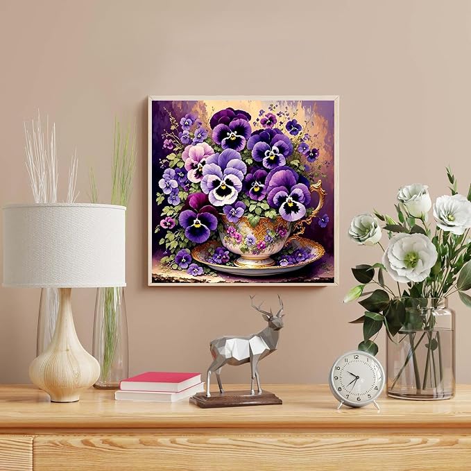 Flower Paint by Numbers Kit for Adults, Paint by Number for Adults Flowers | Floral Painting by Numbers Kit on Canvas for Gift Home Wall Decor(Flower,16x16 inch) Frameless